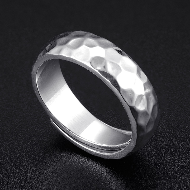 GDE足银999手工锤打纹戒指