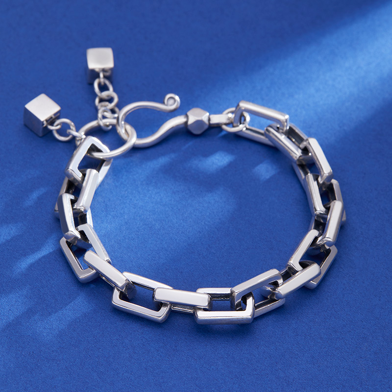 纯银饰品粗太角手链潮流简约ins