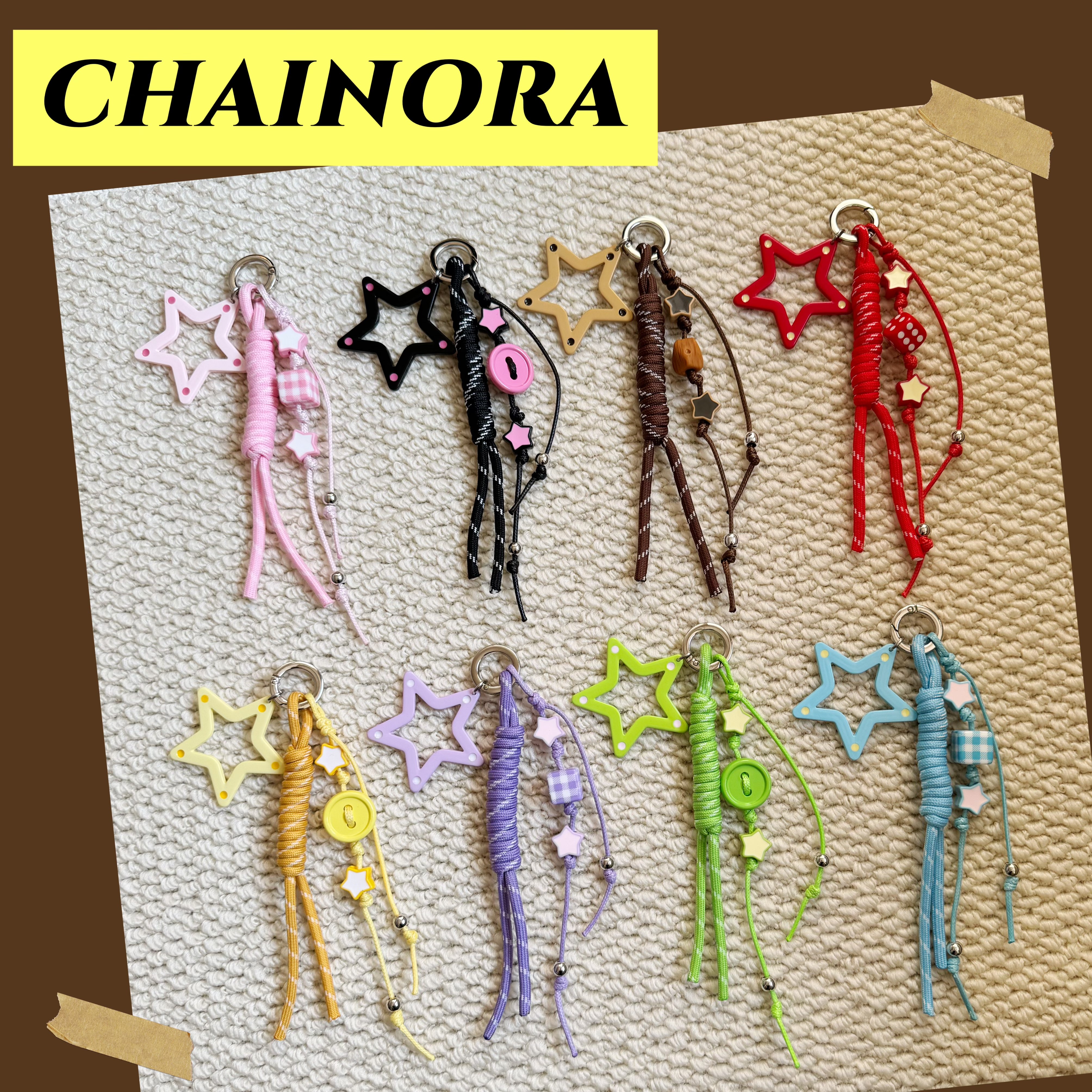 戢十伍原创手作【技能五角星】圣诞搭配多色复古编绳秋冬手机挂件