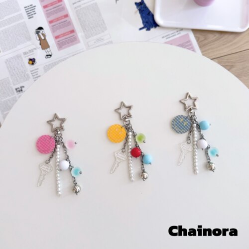 Chainora戢十伍【要开心】手机链条挂件多彩笑脸手机配饰五角星