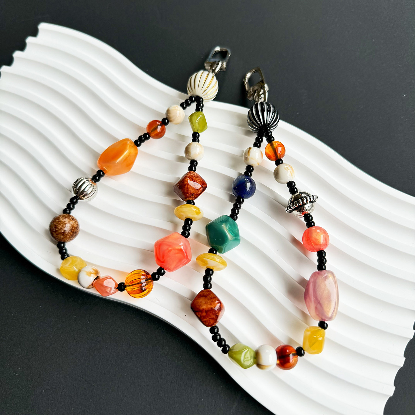 【戢十伍】再见德令哈原创手工手机链条腕带款彩色石头百搭民族风