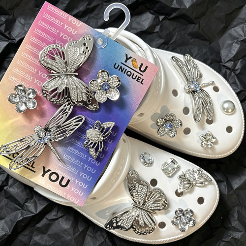 银色花园适配crocs卡骆驰洞洞鞋配饰鞋花装饰扣卡扣DIY饰品鞋配件