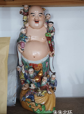 招财装饰九子戏弥勒佛像布袋罗汉