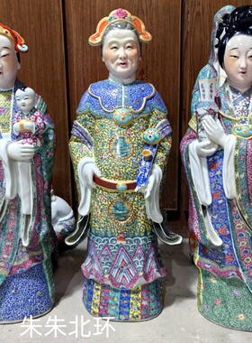 景德镇雕塑瓷器女福禄寿三星站像