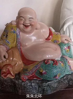 景德镇瓷器装饰工艺品布袋弥勒佛