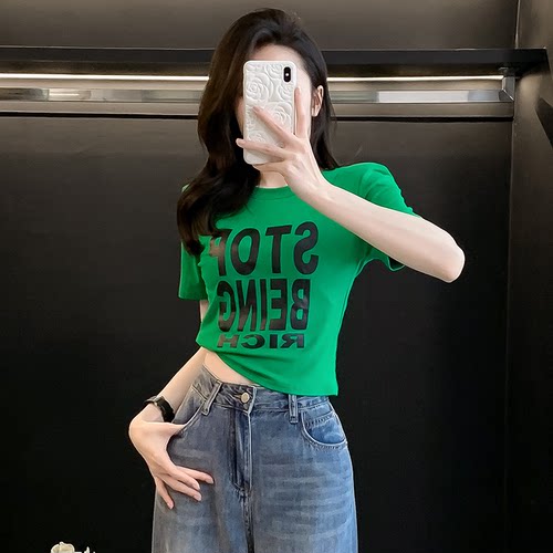 紧身短款露脐短袖t恤女夏季