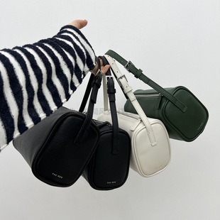 原单The*Row复古真皮90S迷你手腕枕头包通勤百搭笔筒包手拎包 女