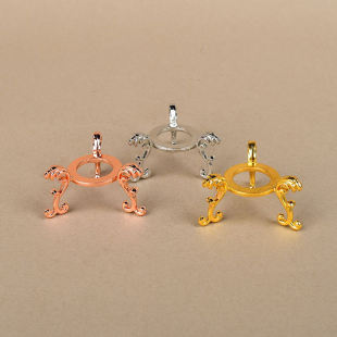 水晶球底座三角架钻石底托奇石玉石矿石摆件展示架金属银色金色矿