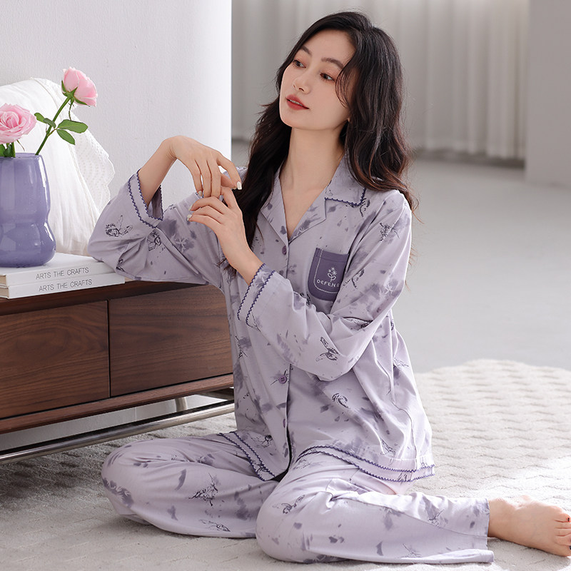金黛儿中年妈妈睡衣女春秋冬长袖