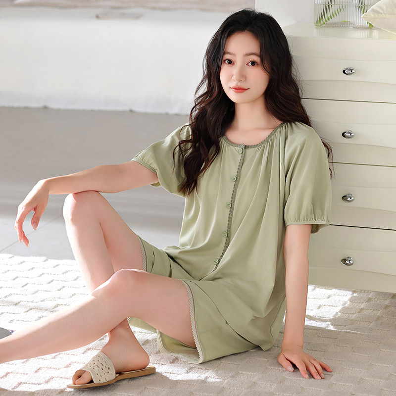 金黛儿睡衣女夏短袖短裤中年妈妈