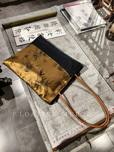 丝绒黑金墨竹高级醋酸单肩包百搭