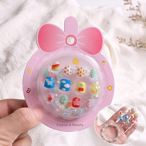 儿童手指甲贴2024女童小学生套装圣诞新年甲片防水成品贴片指甲装