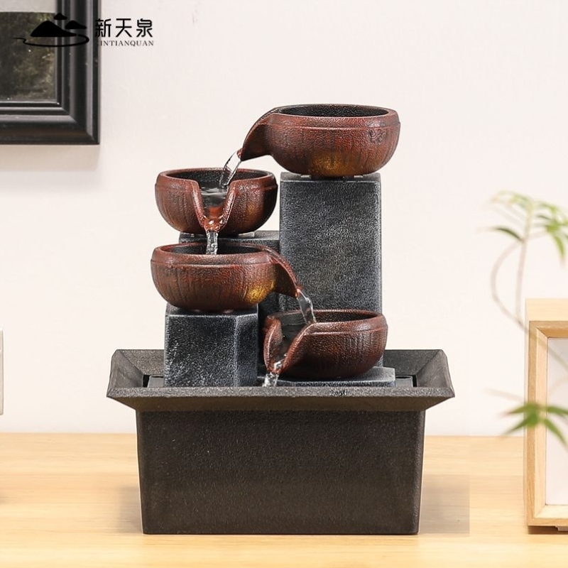 欧式高级装饰小型摆件室内加湿循环流水桌面摆件店铺招财流水装饰