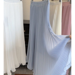 百褶裙a字半身裙女春季 高腰显瘦垂坠感大摆雪纺长裙伞裙 2026新款