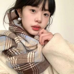 星月豚骨“长野星河”秋冬格子围巾jk百搭校供韩系保暖加厚围脖女