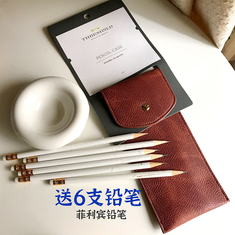 ins北欧风铅笔袋手帐风杂货pu皮革韩式文具日式zakka简洁手绘复古