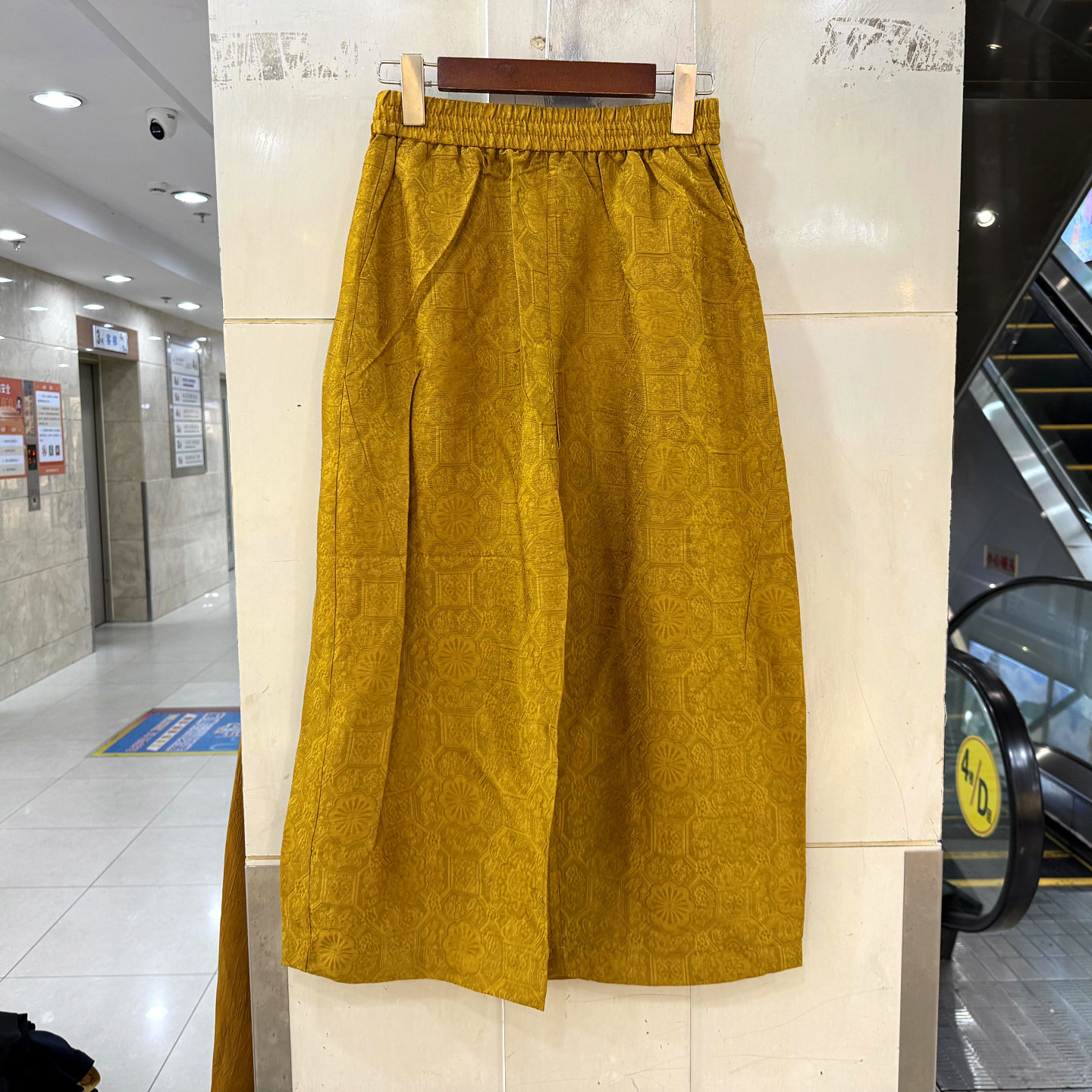 YY90962 时尚松紧高腰复古人丝提花国风阔腿九分裤气球裤女裤夏装