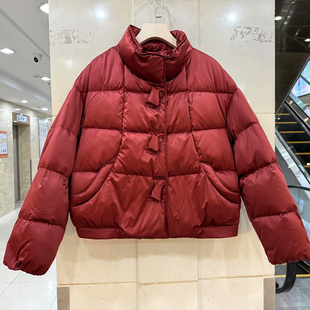 紫悦风情YY9522 仿醋酸羽绒服欧货冬 糖果蝴蝶结三粒扣领减龄短装