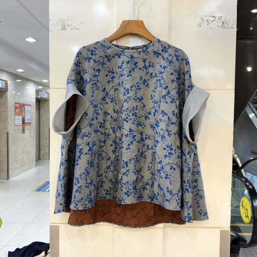 266871高端桑蚕丝碎花衬衣