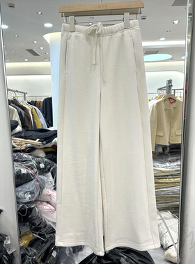 变色鸟5966 抽绳松紧腰加绒加厚醋酸羊毛呢直筒裤女神裤欧货冬装