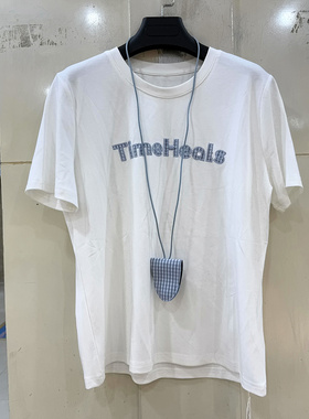 Z37897H 格子小包字母刺绣圆领短袖休闲减龄莫代棉T恤上衣欧货夏