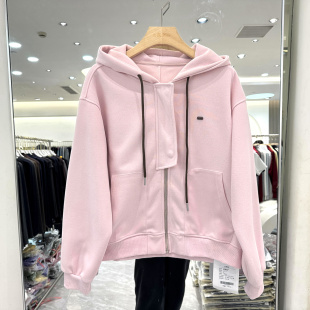 撞色飘带连帽休闲运动外套正品 2026新款 女 欧货春装 君羊帝奥C3711