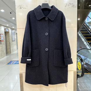 JM-552 欧洲站冬装2025新款翻领三粒扣韩系中长双面羊绒大衣正品