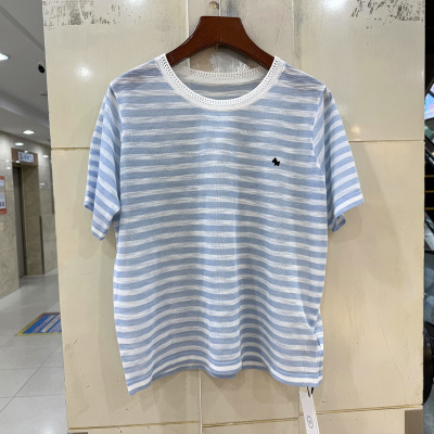 22-26021条纹冰麻针织衫