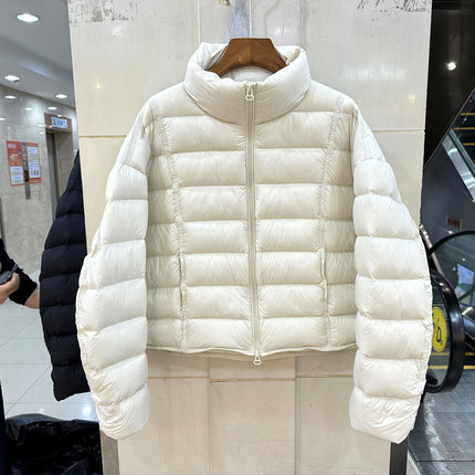 8803 欧货冬装2025新款双拉链立领云朵泡芙简约短装羽绒服外套女