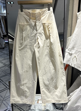 26KW7113 欧货春装2026新款一粒扣后松紧高腰休闲气球裤弯刀裤女