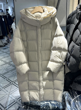 GZ68028 欧货冬装2025款休闲宽松龟背加厚极寒连帽长款鹅绒羽绒服