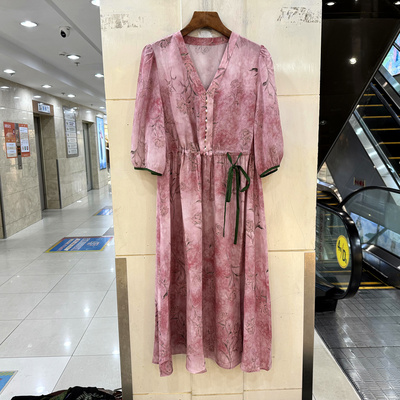 29L9166抽绳腰桑蚕丝中长裙