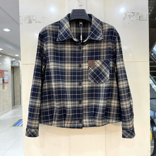 英姿俪人26C-X3037 时尚单排扣英伦风磨毛格子短衬衫两用衫外套春