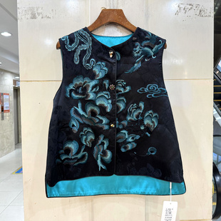 三粒扣重工桑蚕丝刺绣花复古国风马甲外套 2026新款 2608 欧货春装