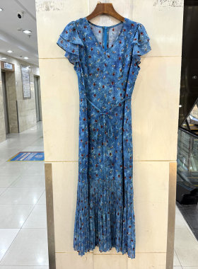 L69137小碎花中长连衣裙