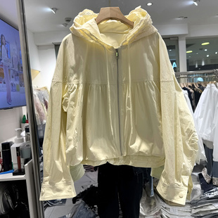 花苞外套薄减龄帽衫 A656 女 蕾丝连帽短装 泡泡袖 欧货春装 2026新款