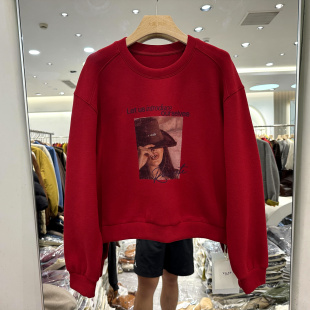 YGSP 26332S 欧洲站冬季新款2026加绒保暖太空棉舒适卫衣上衣女