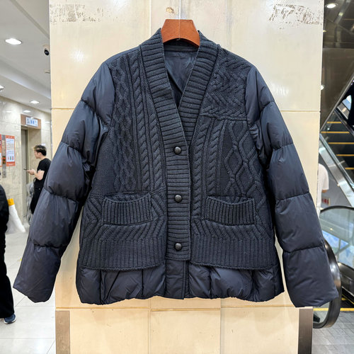 JD1361羊毛针织拼接鹅绒羽绒服