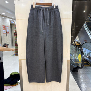 女裤 运动卫裤 抽绳松紧高腰醋酸绵羊毛休闲弯刀裤 欧货秋冬 1529
