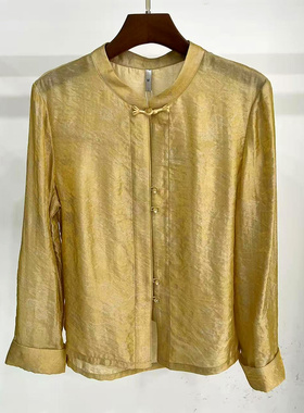 Z216S021 珍珠盘扣立领复古提花人丝国风衬衫上衣欧洲站春装正品