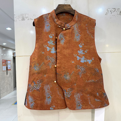 1386斜门禁扣真丝国风马甲外套