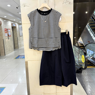 依米莎26B062格子两件套裤
