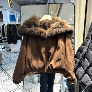 鹅绒羽绒服欧货冬正品 熹越5282 大盆狐狸毛领门禁毛轻奢洋气短装