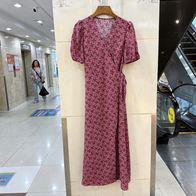 Q6031系带V领真丝裹裙