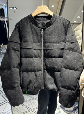 轩轩魅丽依族27-9777 拉链小立领满天星休闲毛呢短装羽绒服欧货冬