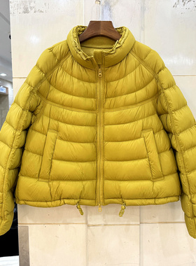 6688 下摆抽绳双拉链立领排骨横条云朵泡芙舒适A字短装羽绒服冬装