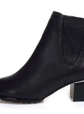 KUUKI高琪包邮通勤真皮牛皮面猪皮里尖头中跟短靴时装靴95761