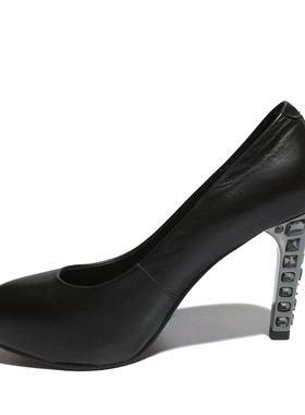 KUUKI高琪女鞋包邮时尚优雅尖头防水台高跟牛皮革面浅口单鞋90438