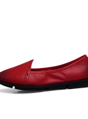 KUUKI/高琪休闲随意纯色套脚尖头平跟牛皮春/秋浅口鞋单鞋88796