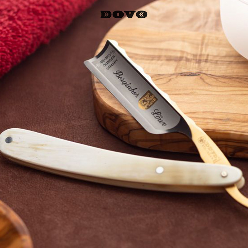 DOVO-德国杜沃 Bergischer 6/8" 碳钢24K金直刃剃须刀水牛角柄